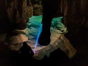 Quartz-like stalactites inside Klang Cave, Ao Luek